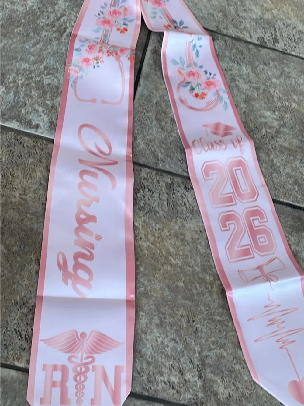 Nursing Class of 2026 Satin Graduation Sash - Pink